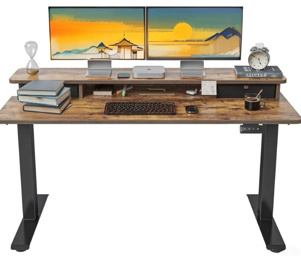fezibo home office desk for dual monitors