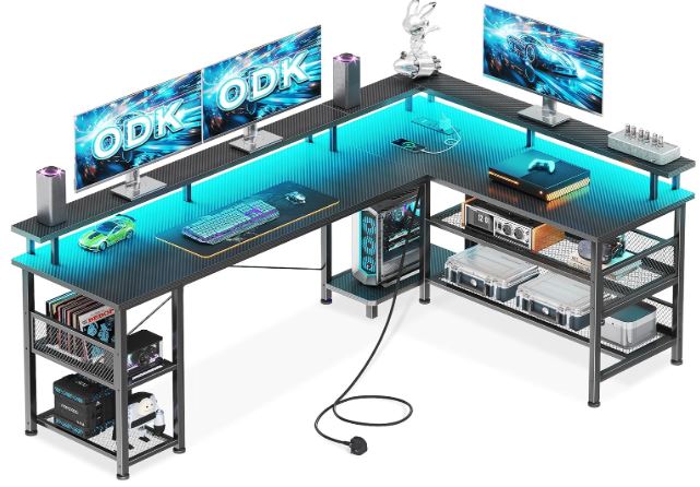 odks l shaped desk for 3 monitors
