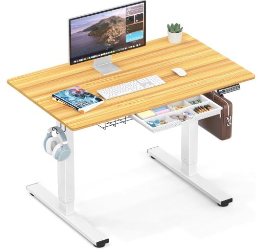 shw height adjustable desk with cable management