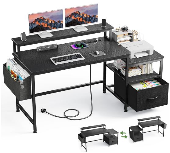 work life ergo computer desk for home office with drawers