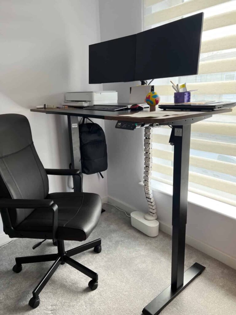 our own purchase testing view of maidesite corner desk for 2 monitors our unboxing package arrival home office for several weeks to months