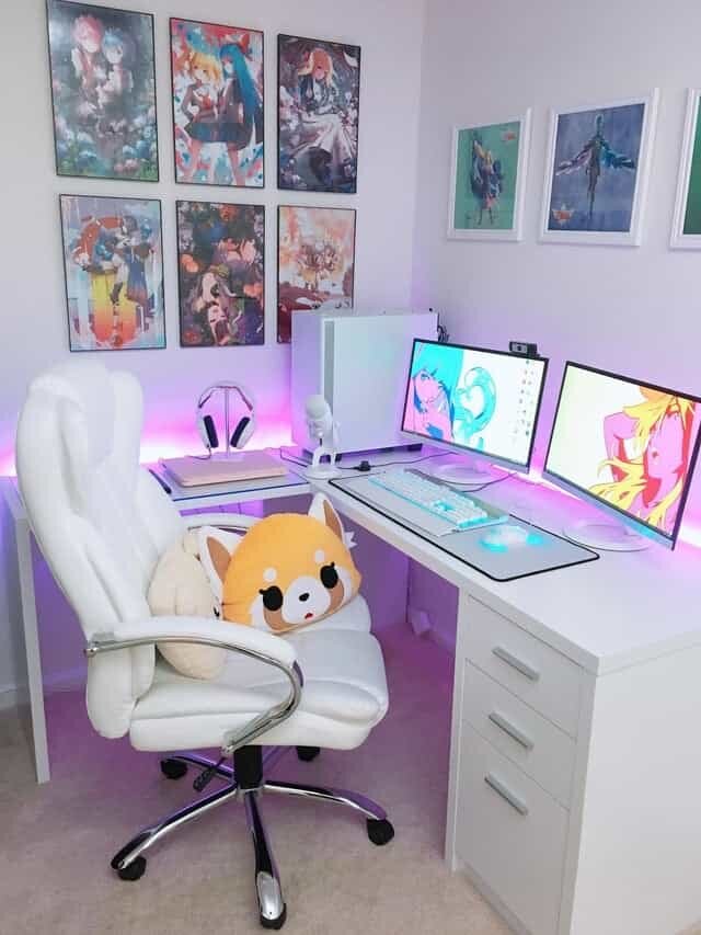 anime white pc setup