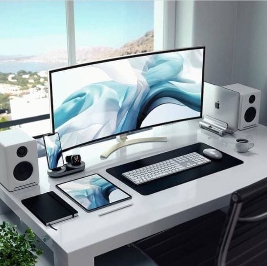clean black white aesthetic setup