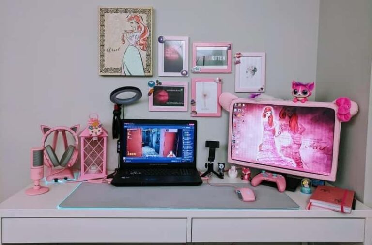 compact yet cozy gaming desk setup 768x505