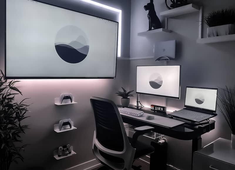 futuristic minimalist battlestation setup