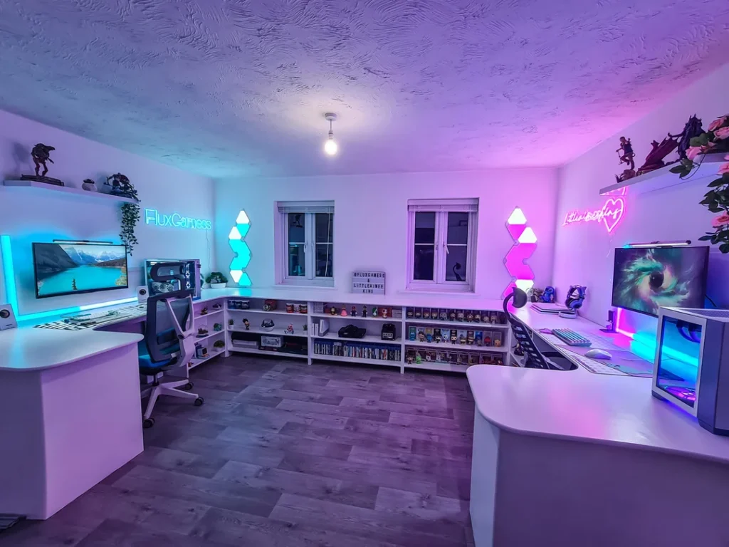 gaming desk setup for two people