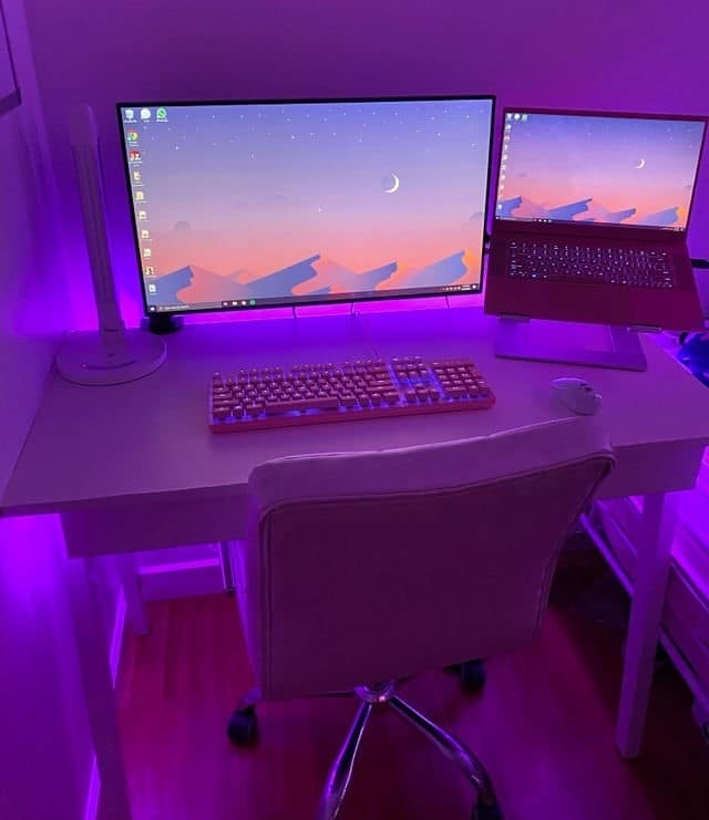 minimal desk setup with a laptop