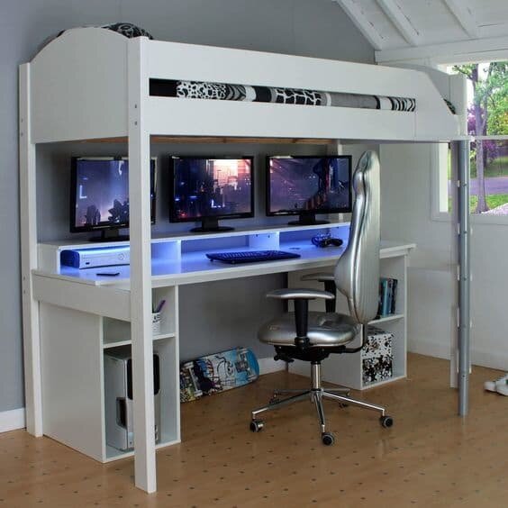 noah loft bed gaming setup