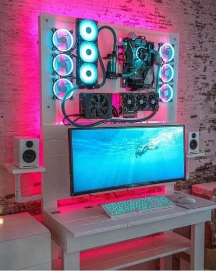 pc component mounted on the wall