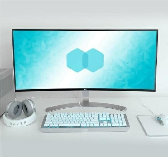 pastel blue gaming setup